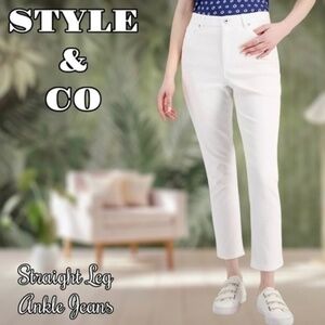 STYLE & CO High-Rise Straight-Leg Slimming Tummy Control Ankle Jeans NWT/14